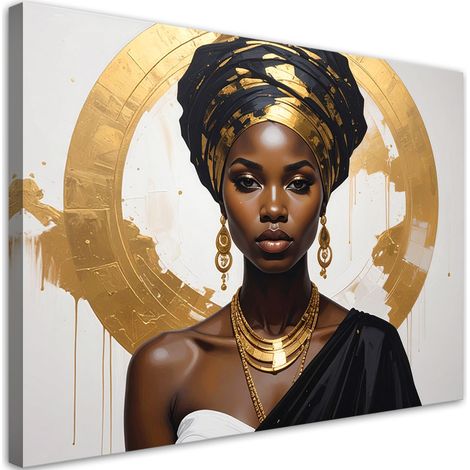 Tableau déco Portrait d'une femme en turban doré dans un style glamour 60x40
