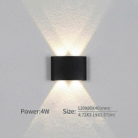 LED-Wandleuchte mit LED-Außenlampe, Bewegungsmelder, IP66 wasserdicht, ideal für Veranda, Garten, Wohnzimmer, Treppenhaus (warmweiß 4W, schwarz, ohne Sensor)