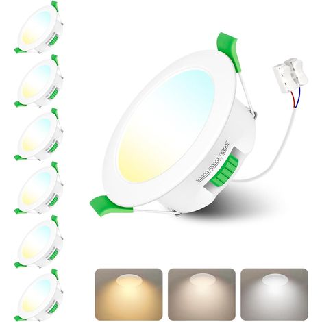 Spot Led Encastrable Salle de Bain,Spots LED 230V, 7W Trou Φ 65-75mm, IP44, Dimmable, Spot Led Encastrable Extra Plat, Blanc Chaud 3000K Blanc Neutre 4000K Blanc Froid 6500K, Lot de 12