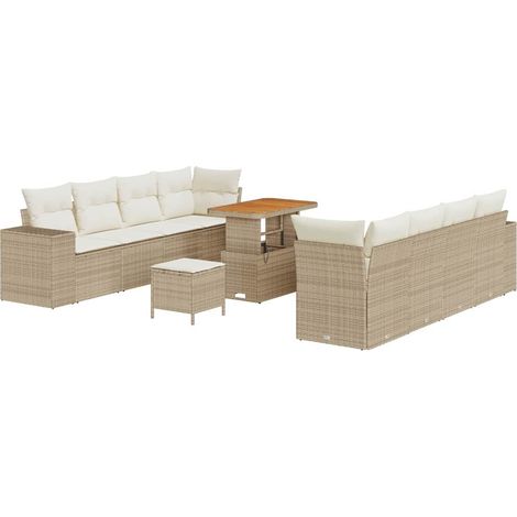 Maison Exclusive - Gartensofa-set mit Kissen 11 pcs Beige und Cre