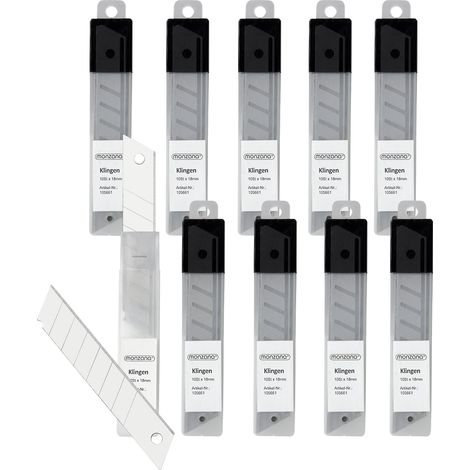 Set de 100 Hojas de recambio para cúter de 18mm Pack de 100 Cuchillas intercambiables de repuesto  10x