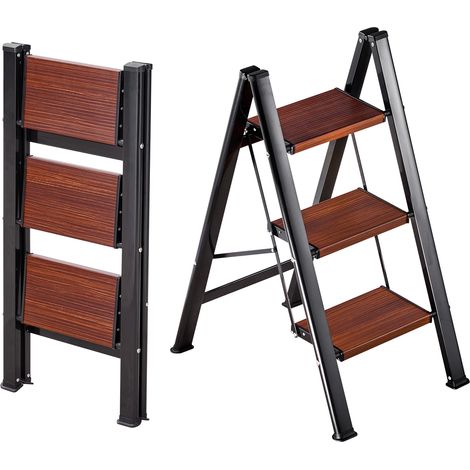 VEVOR Scaletta Pieghevole Salvaspazio con 3 Gradini con Ampio Pedale Antiscivolo e Comoda Impugnatura, Supporto per Piante in Alluminio Portatile e Leggero con Capacita di 150 kg, Multiuso per Adulti