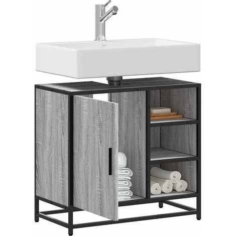 Waschbeckenunterschrank Grau Sonoma 65x33x60 cm Holzwerkstoff