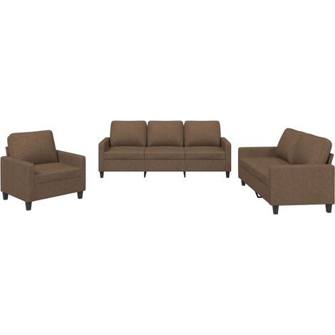 Maison Exclusive - Set di Divani 3 pz con Cuscini Marrone in Tessuto