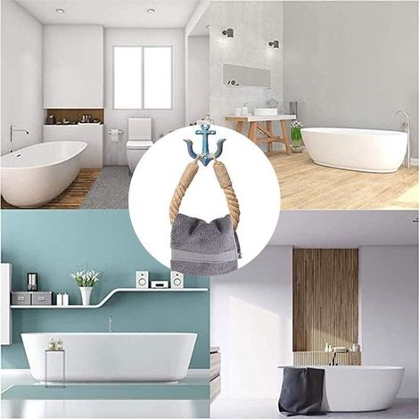 Porte-papier toilette mural de style industriel avec corde en jute. Porte-serviettes multifonctionnel pour la décoration de la salle de bain et l'usage domestique. (1/5)