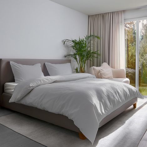 Parure de lit Double, Polyester brossé en Microfibre, Gris, Housse de Couette Double + 2 taies d'oreiller 50 x 80 cm - Douce, résistante et Facile à Laver (1/3)