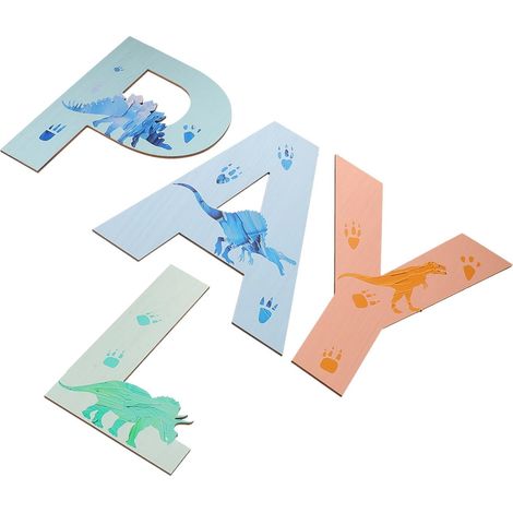 Plaques Murales Dinosaure en Bois, Lettres et Chiffres, Jeu Éducatif (1/5)