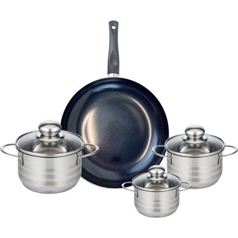 Ensemble de 1 Poêle de cuisson 28 cm et 3 faitouts 12, 14 et 16 cm Elo Prima Brillant (1/5)