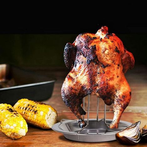 Rack Pour Poulet - Acier Inoxydable - Compatible Four Et Barbecue - Pour Cuisson Verticale - 1 Pièce (1/5)