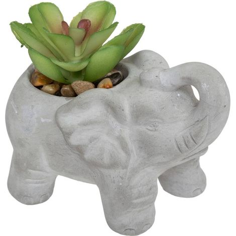 Plante grasse artificielle dans Pot en ciment Éléphant H 10 cm - Atmosphera (1/4)