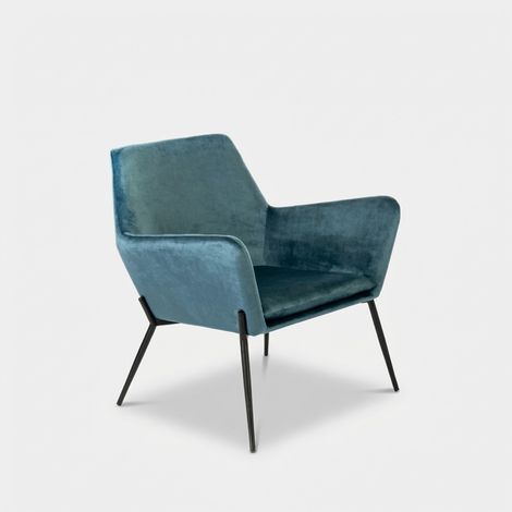 Poltrona in velluto design moderno per salotto Nova - Blu