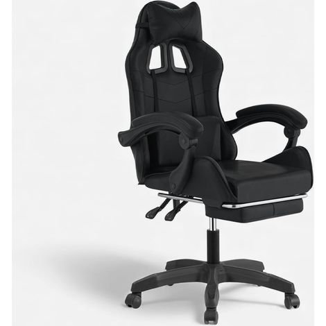 Ergonomischer Gaming-Stuhl Nebula mit verstellbarer Rückenlehne und Kissen - Schwarz