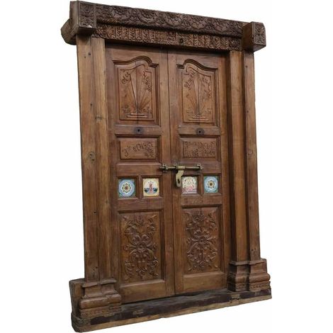 Puerta de madera marron 145x37x218h cm