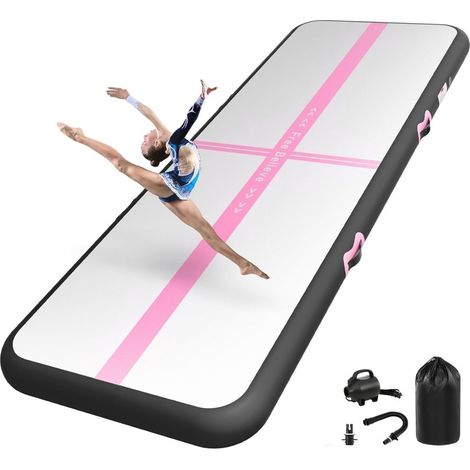 Aufblasbare Turnmatte, 2-6 m – 10/15 cm dick – Gymnastikmatte mit 600-W-Elektropumpe – für Fitness, Yoga und zu Hause (1/5)