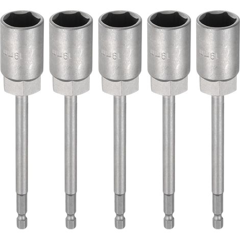 5pcs Embout De Tournevis À Douille 19mm Métrique Acier CR-V (1/5)