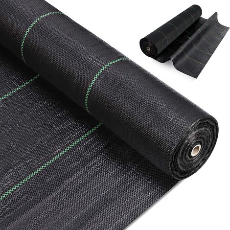 Toile Anti Mauvaises Herbes - Geotextile Non Tissé - 2 m x 10 m - Perméable à l'eau - Anti-UV - Noir - 1 pièce