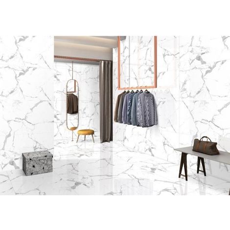 Carrelage effet marbre 60X120CM modèle MODERN STATUARIO Brillant - Paquet de 1.44 m2