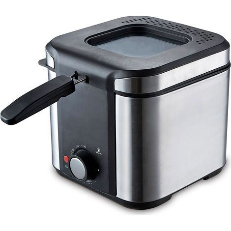 Freidora inox 900W tapa de cristal 1,5L (1/4)