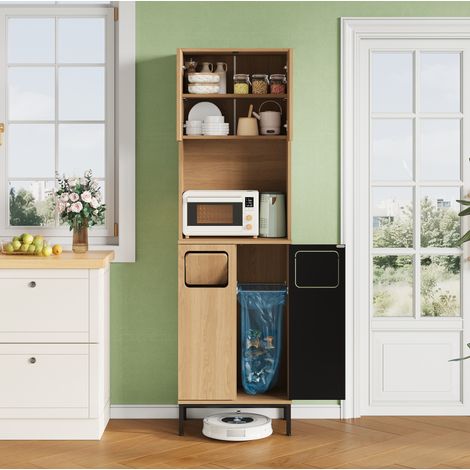 Meuble rangement cuisine 53x35x181 cm MDF naturel OKMYHOME (1/5)