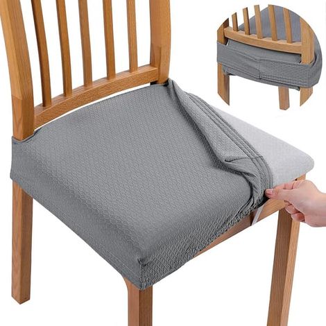 Housses de chaise imperméables pour chaises de salle à manger, lot de 4, jacquard extensible, housses amovibles et lavables (1/4)