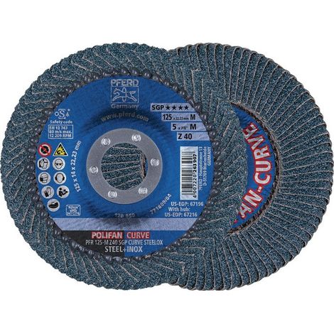 Disco lamellare POLIFAN Z SGP CURVE STEELOX D. 125 mm granulazione 40 conico M (confezione da 10)
