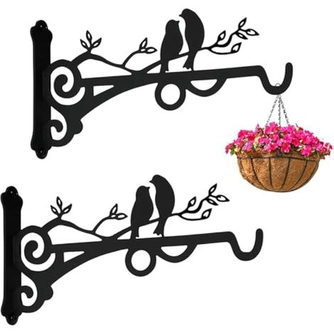 2 Pcs équerre Suspension Plante Crochet Mural pot Fleurs Plantes Durable Support fer Crochet Convient Pour Suspendre des Paniers des Carillons des Nichoirs Suspension Plante Exterieur-Lmperméable (1/4)