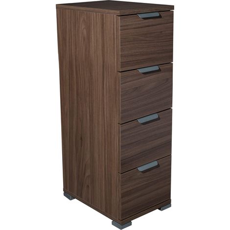 Cassettiera in legno nobilitato con 4 cassetti in varie tinte 27x38xH85 cm -  Brown