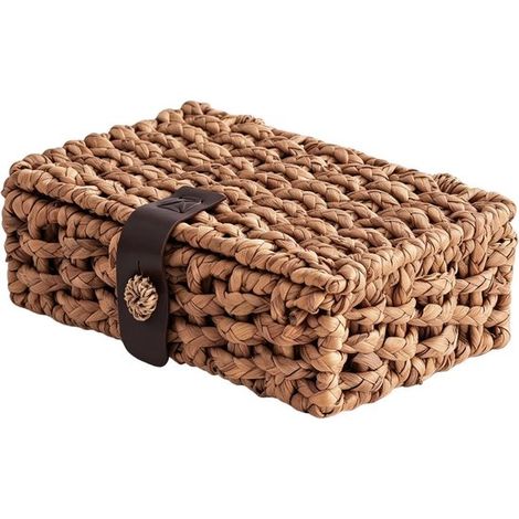 Panier de rangement rectangulaire tressé avec couvercle en jacinthe d'eau - salles de bains - cuisines - bureaux et tables basses (1/5)