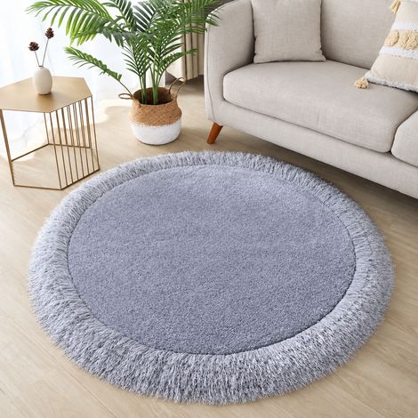 Tapis rond diamètre 100 cm en fil élastique gris épais antidérapant salon chambre, 30 × 30 × 30 cm, 1 kg – Livraison gratuite