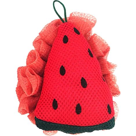Éponge de Cartoon Rouge en Pe Portable Bulles Riches, Loofah Exfoliant Corps pour Bain et Voyage, Forme Amusante et Adorable (1/5)