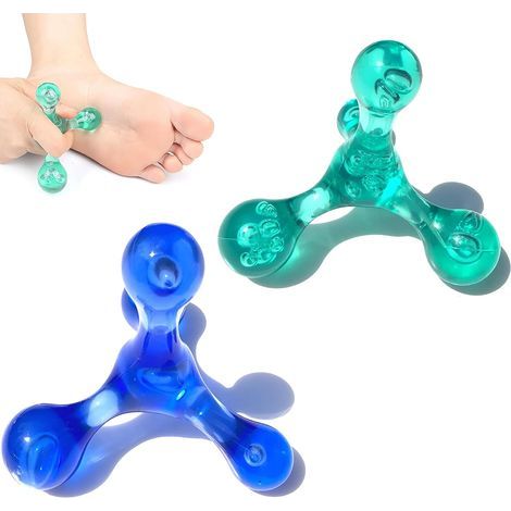 2-teiliges 4-Punkt-Trigger-Massagegerät-Set, Körpermassagegerät für effektive Selbstmassage von Rücken, Nacken, Schultern und Füßen, Blau, Grün (1/5)