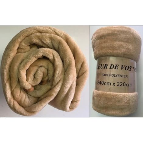 Couverture - Grand Luxe - Microfibre - Fausse fourrure - 200 x 220 cm - Beige clair