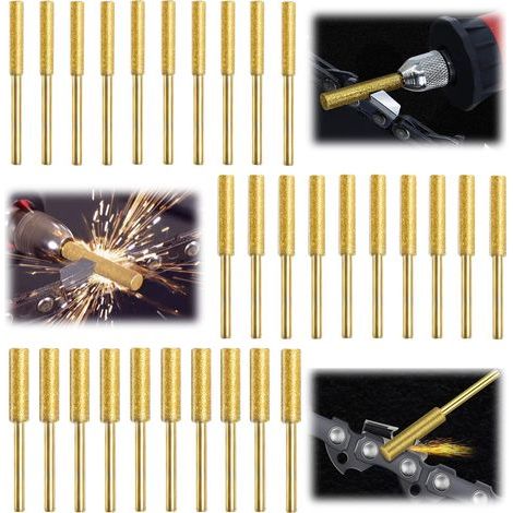 30 Piezas Gabarit Affutage Chaine de Tronconneuse, Diamant Affuteur Affuteuse de Chaine Tronçonneuse, Lime pour Chaine de Tronconneuse, 3 Tailles Différentes pour Tronçonneuse Affûter et Poncer (1/5)
