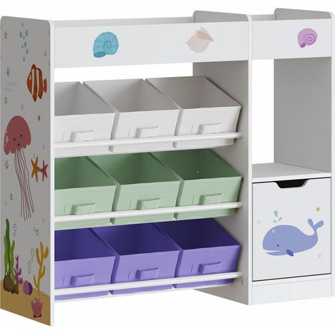 Scaffale dal design senza tempo per soggiorno camera da letto mobiletto portaoggetti per bambini con motivo sogno acqua 80 x 90 x 30 cm bianco verde viola 030011219