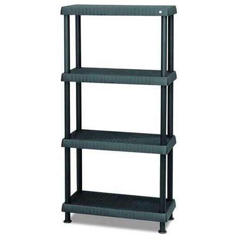 Scaffale in Polipropilene 4 Ripiani 70X30X130H cm colore Nero (1/2)