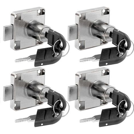 4 Piece Cam Lock with Keyed Alike Furniture Locker Lock Mailbox Lock Cabinet Security Lock for Cupboard, Drawer, Storage Cabinet, Silver (1/5)
