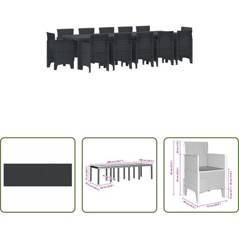 Salle à manger extérieur -  Ensemble de salle à manger pour jardin 13 pcs Anthracite (1/5)