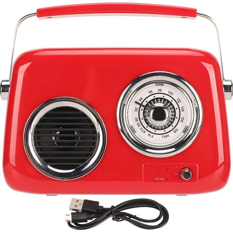 Radio Vintage Portable Bluetooth - Enceinte Rétro Style Ancien pour Fêtes et Extérieur, Son Stéréo HiFi, Rouge (1/5)