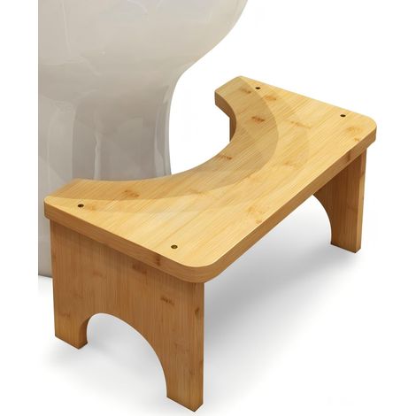 Tabouret de toilette en bois de bambou pour adultes, tabouret de toilette pour améliorer la circulation des selles, tabouret WC pour une assise confortable dans la salle de bain (couleur bois) (1/5)