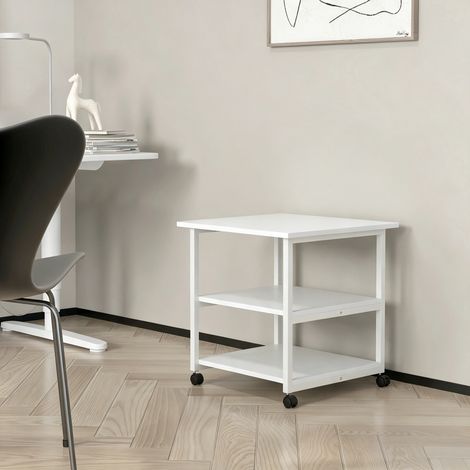 Support d'imprimante desserte de rangement 3 niveaux étagères mobile sur roulettes 50L x 50l x 52,5H cm (1/5)