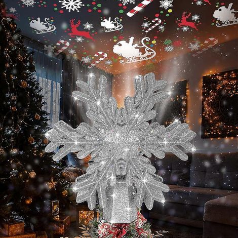 Décoration de sapin de Noël - Flocon de neige lumineux avec flocons de neige 3D rotatifs - LED (1/4)