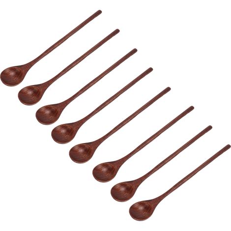 cuillère à café en bois, cuillère à mélanger à long manche, cuillère à café en bois, cuillère à mélanger en bois faite à la main (1/5)