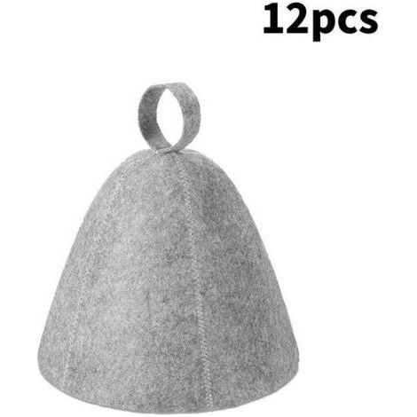 Lot de 12 bonnets de sauna en feutre de qualité supérieure, très absorbants, accessoire de sauna, pratique pour le bain de vapeur (gris)