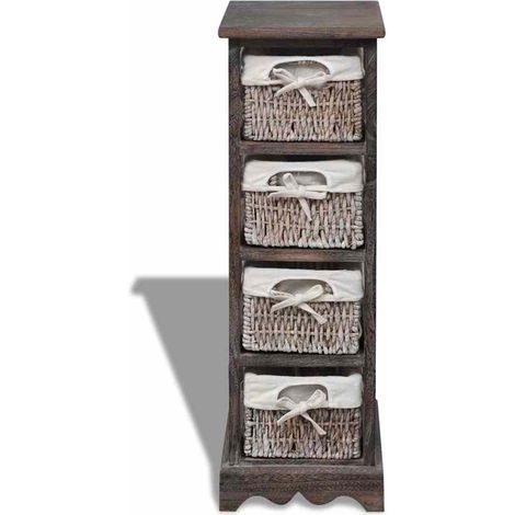 Maison Exclusive - Étagère de rangement Bois Marron 4 paniers en tissage (1/5)