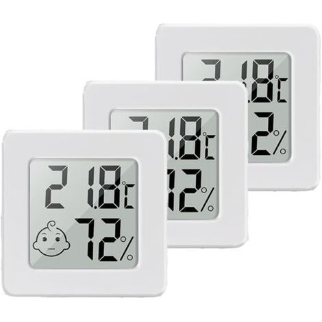 3pcs Mini Hygromètre Thermomètre Interieur Numérique LCD Moniteur de Température et Humidimètre pour Maison Bureau (1/5)