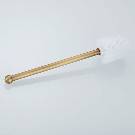 Antikes Set aus Toilettenbürstenhalter und Keramikbecher aus Messing (1/4)