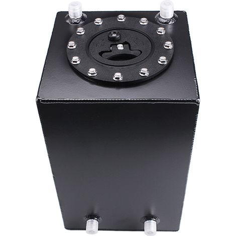 Réservoir de carburant auxiliaire de 12 litres (3 gallons), réservoir tampon en alliage d'aluminium, bouchon en plastique poli miroir, réservoir de carburant universel rectangulaire - noir (1/3)