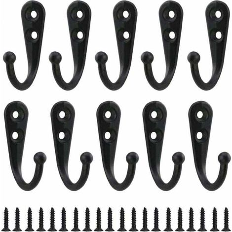 10 Crochets Muralaux Rétro Noir Métal Porte Manteau Vintage pour Salle de Bain Maison avec Vis (1/4)