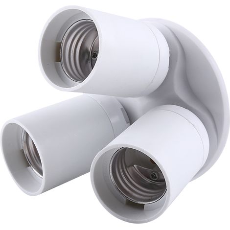 1 x Adaptateur E27 vers E27 3-en-1, prise triple pour ampoules E27, blanc, résistant à la chaleur jusqu'à 120 °C, pour éclairage domestique et studio photo (1/5)
