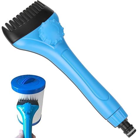 Cleaning brush for swimming pool filters, 25 cm, hand jet cleaner, cleaning brush for swimming pool filter cartridges - with removable brush head and hose connection (1/5)